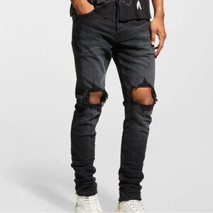 Purple Men's P002 Black Wash Blowout Slim Jeans